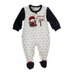 Βρεφικό φορμάκι μακό μακρυμάνικο για κορίτσι λευκό-μπλε Funky 220-060100-1