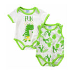Βρεφικό σετ 2τμχ κορμάκια για αγόρι λευκό-πράσινο Funky 120-050120-1