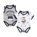 Βρεφικό σετ 2τμχ κορμάκια μακό για αγόρι λευκό-γκρι Funky 120-050131-1