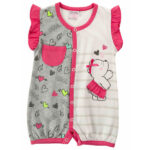 Βρεφικό φορμάκι μακό κοντομάνικο για κορίτσι λευκό-γκρι-ροζ Funky 120-060111-1