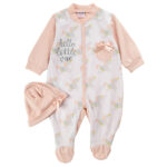 Βρεφικό φορμάκι μακό μακρυμάνικο για κορίτσι εκρού-ροζ Funky 120-060129-1