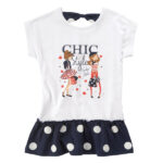 Παιδικό φόρεμα κοντομάνικο λευκό-μπλε FUNKY 120-728103-1