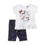 Βρεφικό σετ μακό μπλούζα-κάπρι κορίτσι λευκό-μπλε Funky 120-919112-1