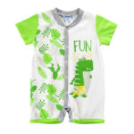 Βρεφικό φορμάκι μακό κοντομάνικο για αγόρι λευκό-πράσινο Funky 120-050119-1