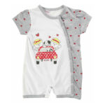 Βρεφικό φορμάκι μακό κοντομάνικο για κορίτσι λευκό-γκρι Funky 120-060124-1