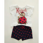 Βρεφικό σετ μακό μπλούζα-σορτς κορίτσι λευκό-μπλε Funky 119-924108-1