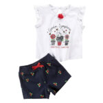 Βρεφικό σετ μακό μπλούζα-σορτς κορίτσι λευκό-μπλε Funky 120-924108-1