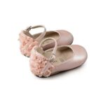 Babywalker Βαπτιστικό περπατήματος για κορίτσι Γαλλικό γοβάκι με φτέρνα από chiffon λουλούδια BW4503