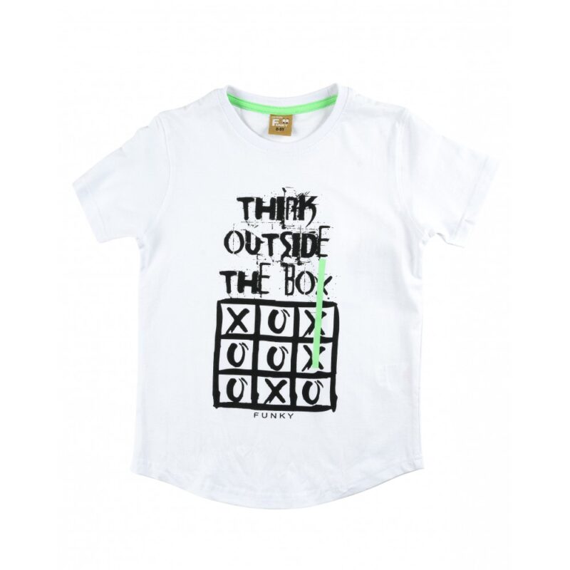 Funky T-shirt Think Outside Box 121-105118-1 Λευκό