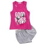 Παιδικό σετ καλοκαιρινό σορτς για κορίτσι ροζ-γκρι Funky 121-524109-1