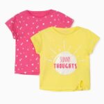 Παιδικά μπλουζάκια κοντομάνικα σετ 2τμχ κορίτσι ροζ-κίτρινο Zippy ZG0304-487-16
