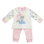 Βρεφικό σετ μπλούζα-κολάν κορίτσι εκρού-ροζ Funky 221-060107-1