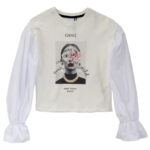 Παιδική μπλούζα μακρυμάνικη φούτερ αχνούδιαστο για κορίτσι εκρού GANG 221436