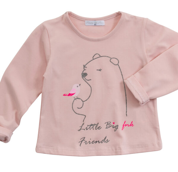 Μπλούζα για κορίτσι ροζ πούδρας 222-706112-2