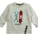 Παιδική μπλούζα μακό μακρυμάνικη για αγόρι εκρού μελανζέ Funky 222-306104-1