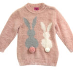 Βρεφικό μπλουζοφόρεμα πλεκτό μακρυμάνικο για κορίτσι ροζ πούδρας Funky 222-910105-1