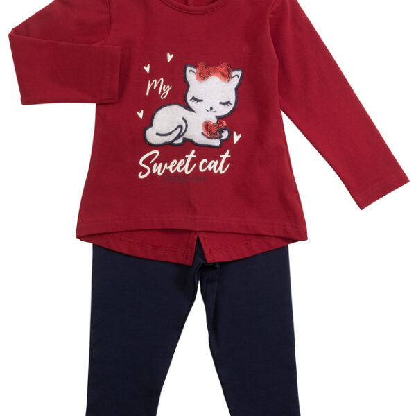 Σετ μπλουζοφόρεμα-κολάν για κορίτσι μηνών κόκκινο-μπλέ funky 222-921112-1