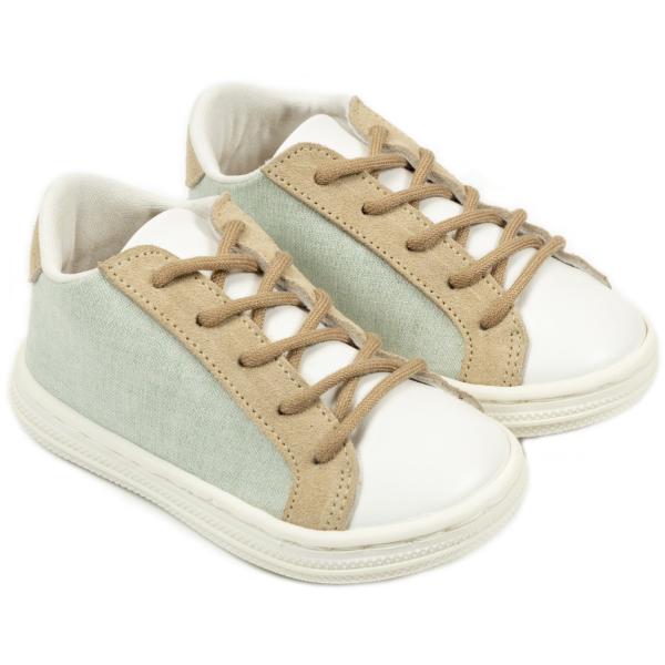 Παπούτσια Βαπτιστικά Δερμάτινα Sneakers BABYWALKER Μέντα-Λευκό-Μπεζ BS3039