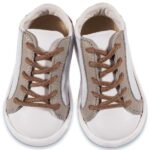 Παπούτσια Βαπτιστικά Δερμάτινα Sneakers BABYWALKER Λευκό-Γκρι-Ταμπά BS3039