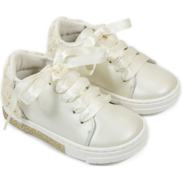 Βαπτιστικά Δερμάτινα Sneakers Εκρού λουλούδια BABYWALKER BW4697
