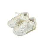 Βαπτιστικά Δερμάτινα Sneakers Εκρού λουλούδια BABYWALKER BW4697