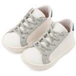 Παπούτσια Βαπτιστικά Δερμάτινα Sneakers BABYWALKER Λευκό πάγου-Γκρι-Μπλε BS3039