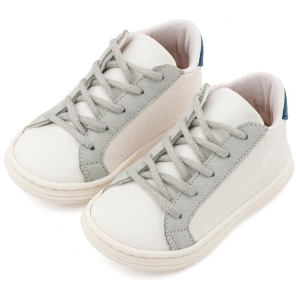 Παπούτσια Βαπτιστικά Δερμάτινα Sneakers BABYWALKER Λευκό πάγου-Γκρι-Μπλε BS3039