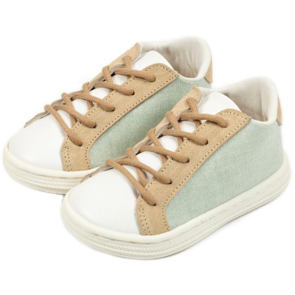 Παπούτσια Βαπτιστικά Δερμάτινα Sneakers BABYWALKER Μέντα-Λευκό-Μπεζ BS3039