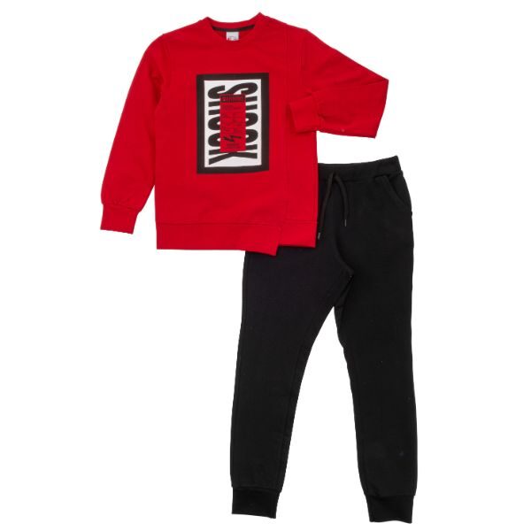 Σετ φόρμες φούτερ αχνούδιαστες για αγόρι σε χρώμα κόκκινο-μαύρο FUNKY 122-117101-1