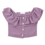 Παιδική μπλούζα κοντομάνικη crop top για κορίτσι μωβ FUNKY 122-505102-2