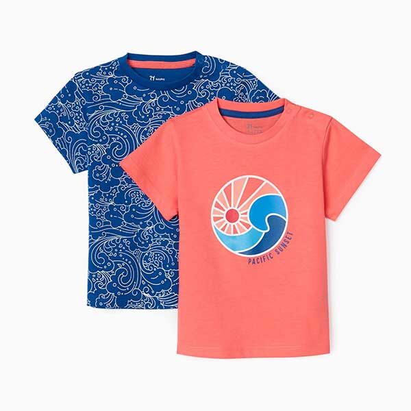 Μπλουζάκια 2pack βρεφικά κοντομάνικα κοραλί-μπλε αγόρι ZIPPY 31039920037