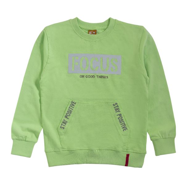 Μπλούζα μακρυμάνικη αχνούδιαστη για αγόρι σε χρώμα ανοιχτό πράσινο FUNKY 122-192101-2