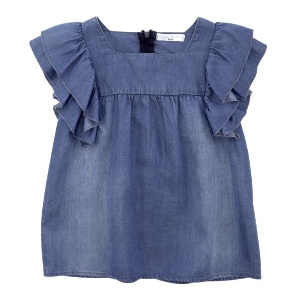 Μπλούζα κοντομάνικη για κορίτσι σε χρώμα μπλε τζιν FUNKY 122-505120-1