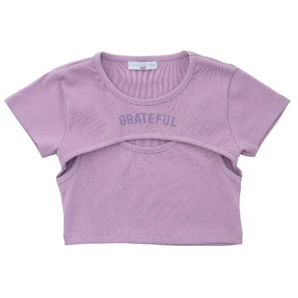 Μπλούζα κοντομάνικη crop top για κορίτσι σε χρώμα λιλά FUNKY 122-505123-1