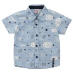 Βρεφικό πουκάμισο κοντομάνικο για αγόρι σιέλ FUNKY 122-808101-1