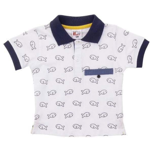 Βρεφικό μπλουζάκι κοντομάνικο αγόρι λευκό FUNKY 122-889100-1