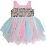 Παιδικό φόρεμα αμάνικο ροζ -γαλάζιο M&B 1152