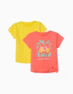 Μπλουζάκια 2pack κοντομάνικα για κορίτσι κοραλί-κίτρινο ZIPPY 31040823033