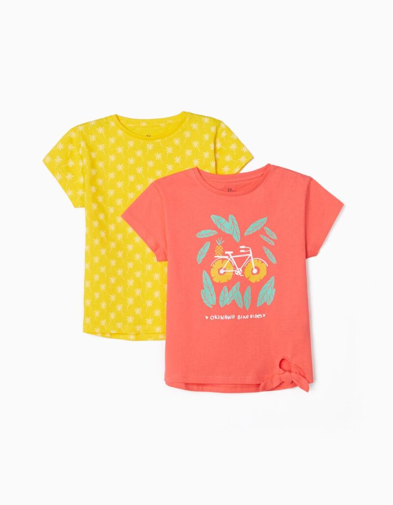 Μπλουζάκια 2pack κοντομάνικα για κορίτσι κοραλί-κίτρινο ZIPPY 31040823033
