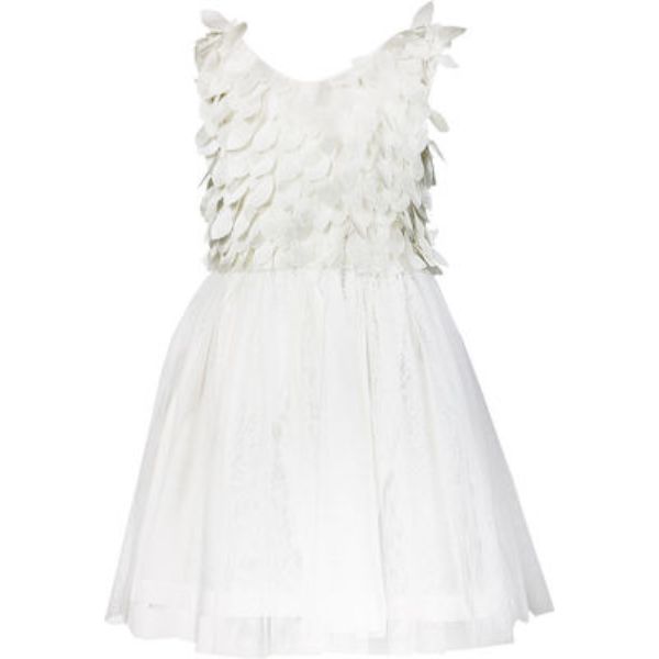 Φόρεμα αμάνικο λευκό με πέταλα M&B FASHION 1157