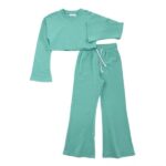 Παιδικό σετ φόρμες φούτερ αχνούδιαστες κορίτσι μέντα FUNKY 122-517104-2