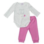 Βρεφικό σετ μακό κορμάκι-παντελόνι φούτερ για κορίτσι εκρού-φουξ Funky 223-060133-1