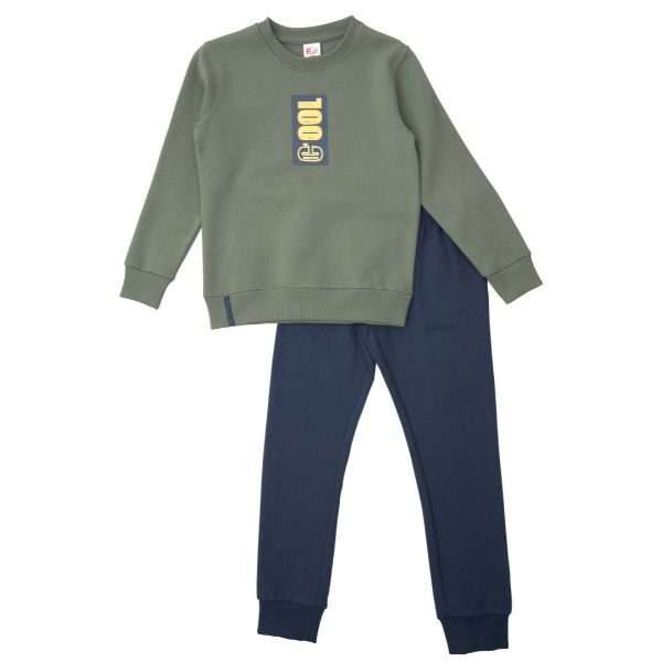 Φόρμες φούτερ για αγόρι σε χρώμα χακί-μπλέ funky 223-117115-2