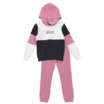 Παιδικό σετ φόρμες φούτερ κορίτσι εκρού-μαύρο-ροζ Funky 223-517109-1
