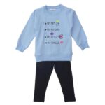 Παιδικό σετ μπλουζοφόρεμα φούτερ-κολάν κορίτσι γαλάζιο-μαύρο Funky 223-721104-1