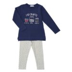 Παιδικό σετ μπλουζοφόρεμα μακό-κολάν κορίτσι μπλε-εκρού μελανζέ Funky 223-721122-1