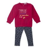 Παιδικό σετ μπλουζοφόρεμα φούτερ-κολάν κορίτσι κόκκινο-ανθρακί FUNKY 223-721123-2