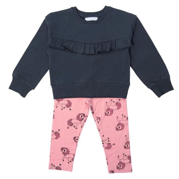 Σετ φούτερ μπλουζοφόρεμα-κολάν για κορίτσι ανθρακί-ροζ FUNKY 223-721127-1