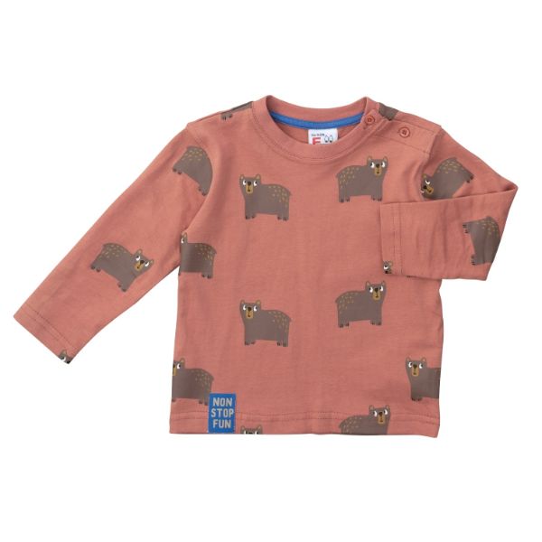 Βρεφικό μπλουζάκι μακρυμάνικο για αγόρι σε χρώμα redwood FUNKY 223-806105-1