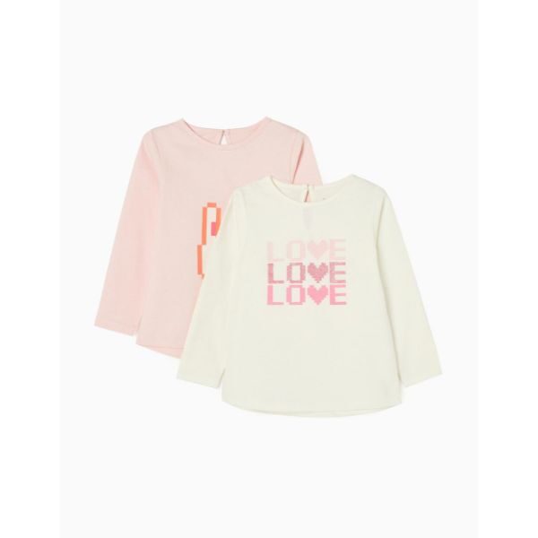 Μπλουζάκια βρεφικά για κορίτσι 2pack λευκό-ροζ ZIPPY ZBGAP0303_22060-1